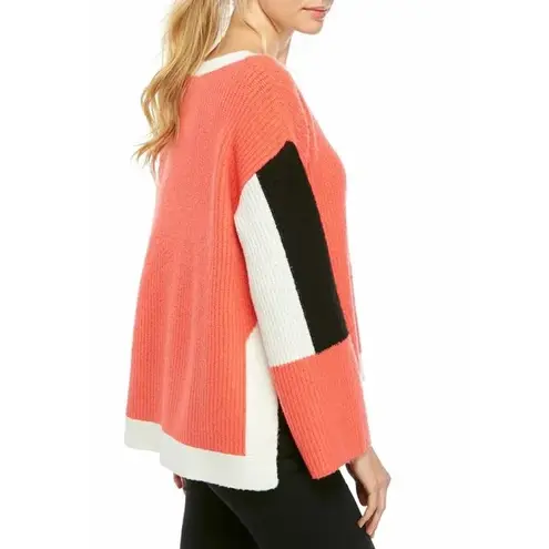 Adyson Parker NWT Color Block Crew Neck Sweater In Coral Dust