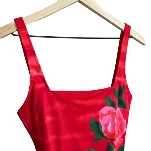 Gottex Vintage 70s 80s Red Rose Floral One Piece Swimsuit Size 10