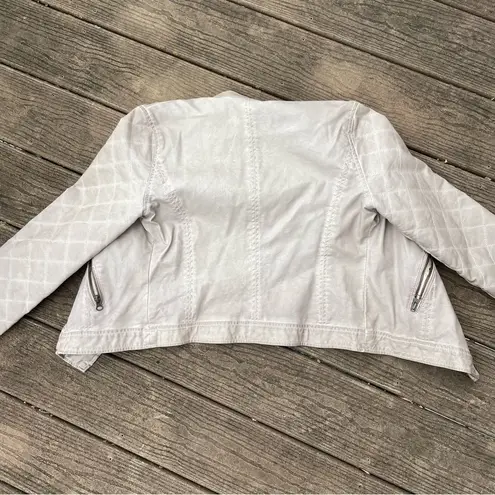 Free People  Vegan Tan Leather Quilted Asymmetrical Moto Jacket Size Small