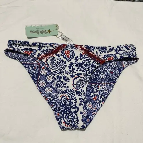 Luli Fama  Naughty Girl Blue/White Full Bikini Bottom Sz M Medium NWT