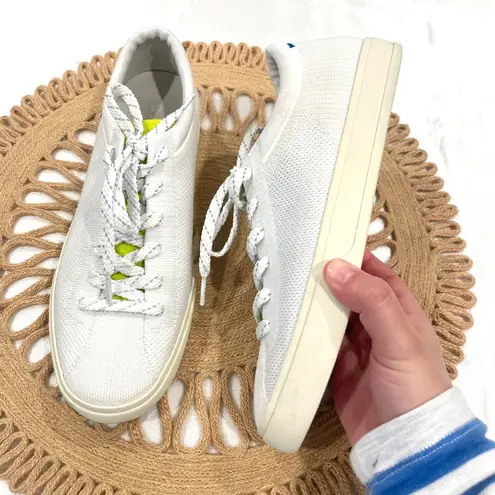 Rothy's The Lace Up Sneaker Chartreuse White Knit Size Women's 9