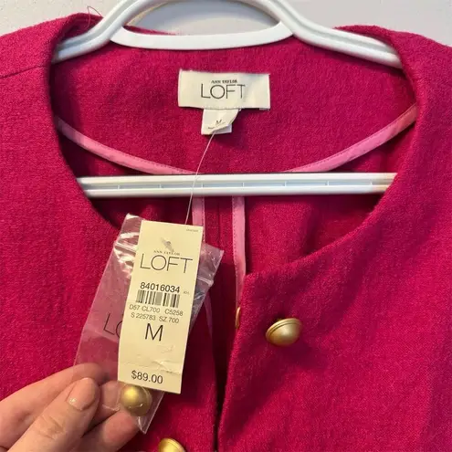 Ann Taylor Loft NWT Women's Pink Wool Blend Blazer Jacket Size M 3/4 Sleeve Size M