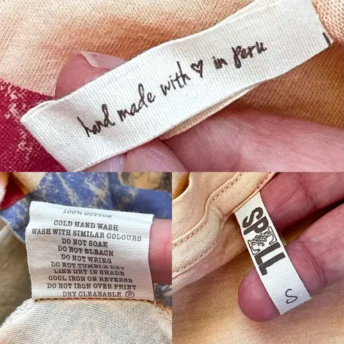 Spell USA Singlet Tank America Flag Graphic Sand Beige Small EUC Red