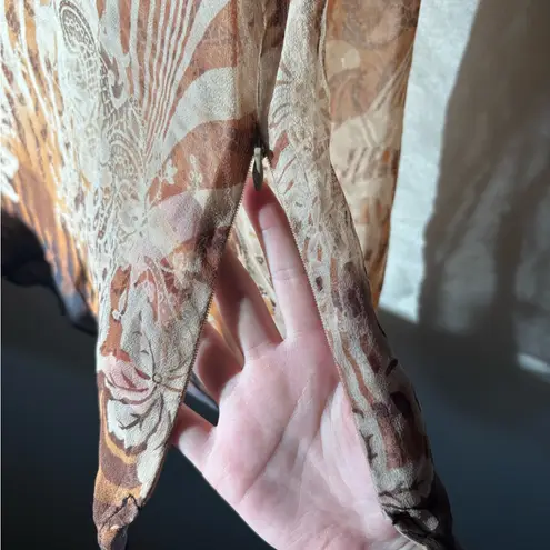 Ice Y2K Sheer Lightweight Flowy Sleeve Top Tan