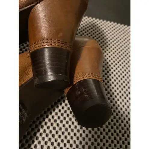 Anthropology Women’s Brown Leather Buckle Retro Styled Bivel Cone Heel Shoes 8.5