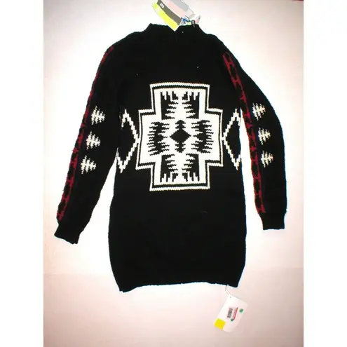 New Womens NWT Jumper MSGM Italy Wool Sweater Dress M Black White Nordic Long Size M