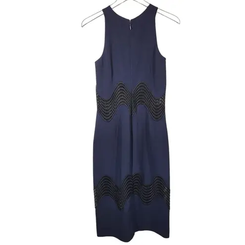 Jonathan Simkhai Lattice Cutout Sheath Midi Dress in Navy/Black Black Size 4