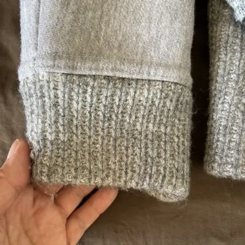 Hem & Thread Womens Gray Knit Fleece Plaid Cardigan Thick Size Medium Collar