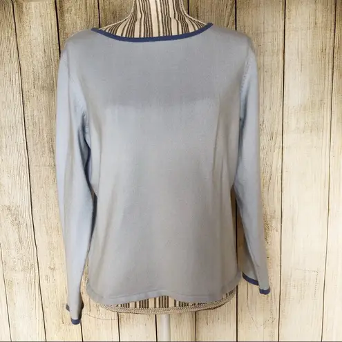 Jennifer Moore Blue Cozy Comfy Warm Large Sweater