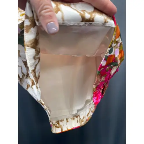 Etcetera Pink Floral Pencil Skirt Size 4 Gathered Ruched Lined Knee Length (b28.