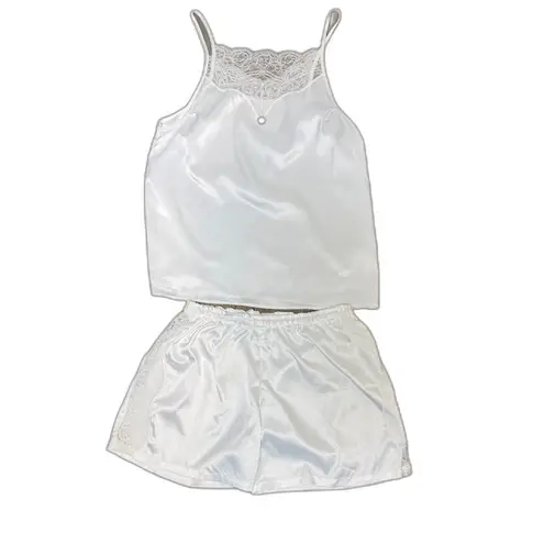 Women Pajama Set Cami Short White Satin Small Sleepwear Bridal