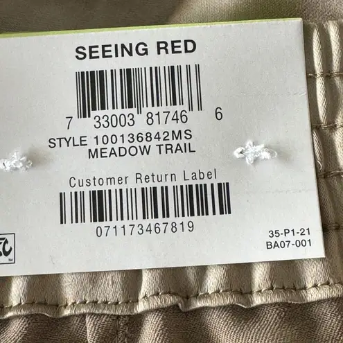 Charter Club SZ 4 Ankle Pant Mid-Rise Zip-Fly Elastic Waist Pocket Shiny Tan New