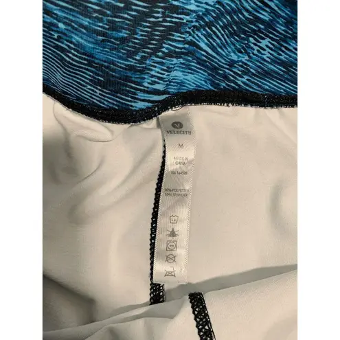 Velocity Women's Leggings Elastic Waistband Marbled Blue Medium Blue