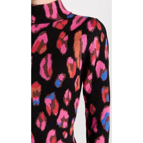 Farm Rio Printed Mini Iridescent Leopards Sweater Dress