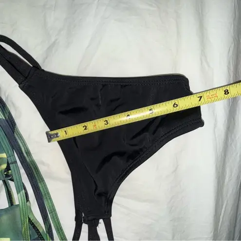 Tropical Green and Black Bikini with Leaf Print