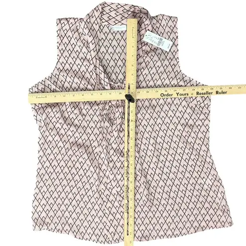 New York and Co Pink Black Diamond Chevron Tie Front Blouse size M NEW Tags Size M