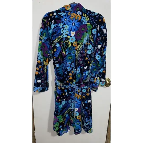 Vera Bradley  Purple Blue Floral Terrycloth Fleece Robe Size S/M