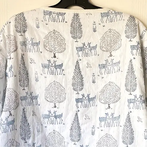 Emerson Fry Reversible Quilted Jacket Twin Fawn Organic Cotton Blue Large EUC