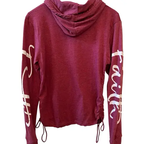 On Fire | Maroon Faith Graphic Hoodie Size Small NWT NEW