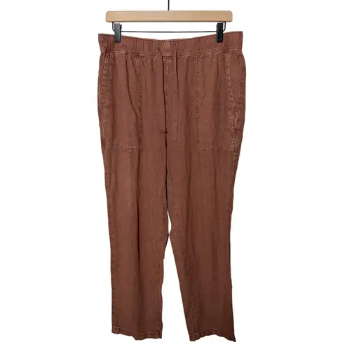 Pilcro Relaxed Brown Linen Blend Pants Slouchy Drawstring Casual Fall Fashion