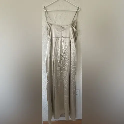 Birdy Grey Lydia Dress Shiny Satin Champagne, mermaid skirt, cowl neck; size 3X