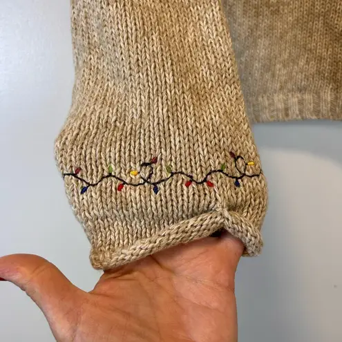 Christopher & Banks Beige Bah Humbug Holiday Sweater with Cat Design Women’s XL