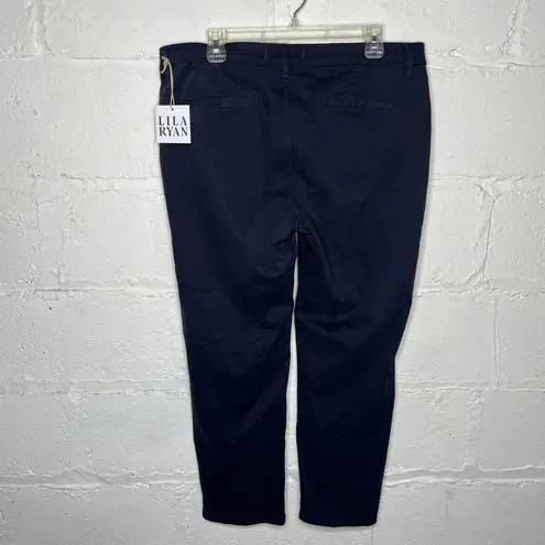 Lila Ryan Women's Navy Blue Pert Skinny Trousers with Ruffle Pocket Size 16 NWT