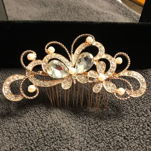Fancy Wedding bridal hair comb Gold