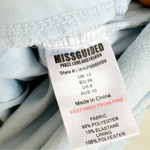 Missguided light pastel blue Plunge Deep V neck Faux Suede Romper