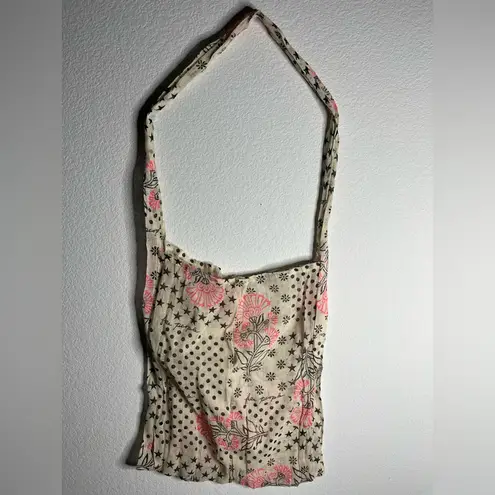 Free People  Lightweight Hippie Floral Beachy Linen Semi Sheer Shopper Tote Bag