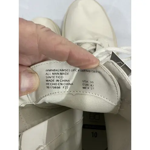 Womans NOBO Sintetico Memory Foam Ivory Lace Up Chunky Heel Combat Boots 10