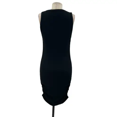 Sundays by Wearesundays Black Ribbed Henley Tank Ruched Mini Dress Size XS