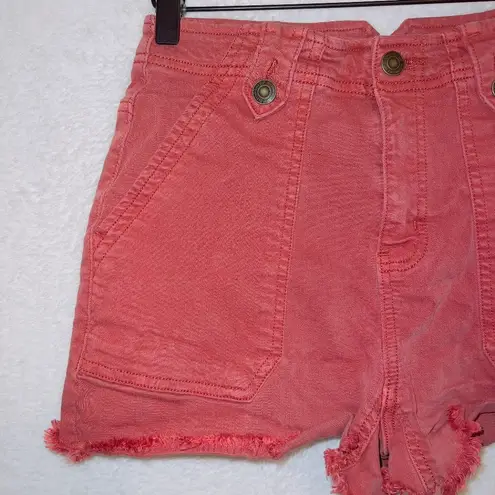 SO  Red High Rise Utility Frayed Hem Shorts size 5/27