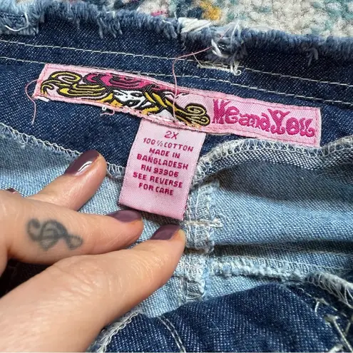 Vintage Y2K Me And You Patchwork Denim Skirt Size XL Blue