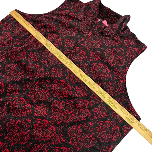 Woman Within  Vest Women Size 2X Red Black Paisley Pockets Full Zip Sleeveless