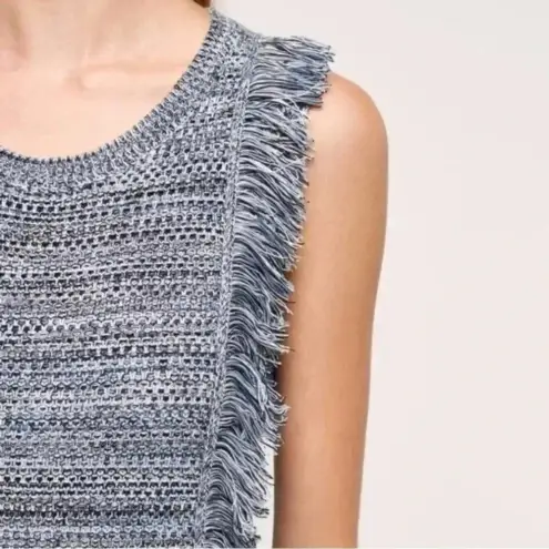 Anthropologie  Holding Horses Blue Grey Boho Fringed Sweater Dress Size M Medium