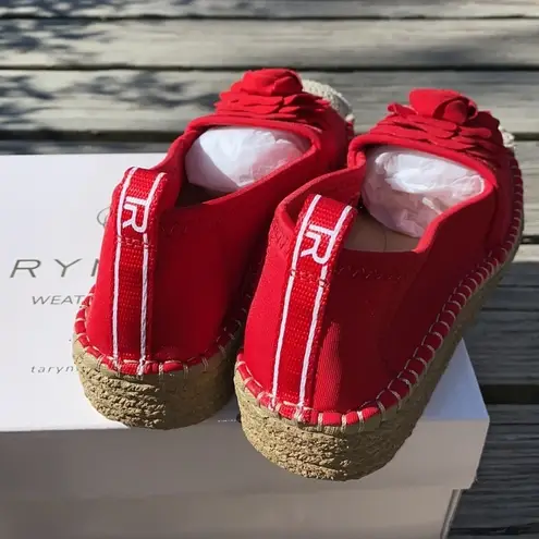 Taryn Rose  espadrilles Quincy Shiny Scuba Sangria red  NEW‎ in box 6