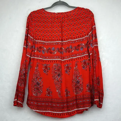 Old Navy Women’s Red Handkerchief Print Boho Shirt Sz M