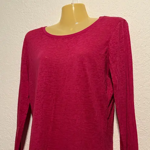 BKE Deep Pink Semi Sheer Long Sleeve Top Size XL Lightweight Layering Shirt Fall
