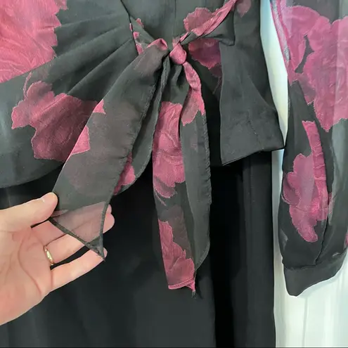 Formal cocktail wrap dress black and burgundy wedding size 6