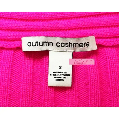 autumn cashmere Rib Drape Cardigan Hyper Pink Bright Hot Neon Long Sweater Coat