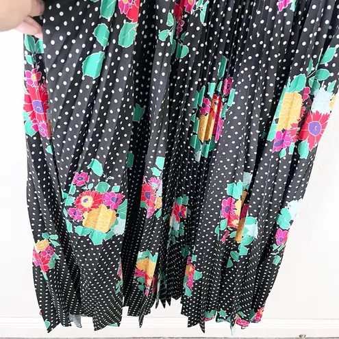 Amur Cleopatra Pleated Maxi Gown Dress in Black Pop Dot