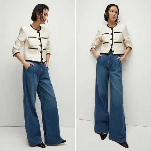 Veronica Beard Darla Jacquard Contrast Trim Jacket Size 10 Ivory Black - Image 10