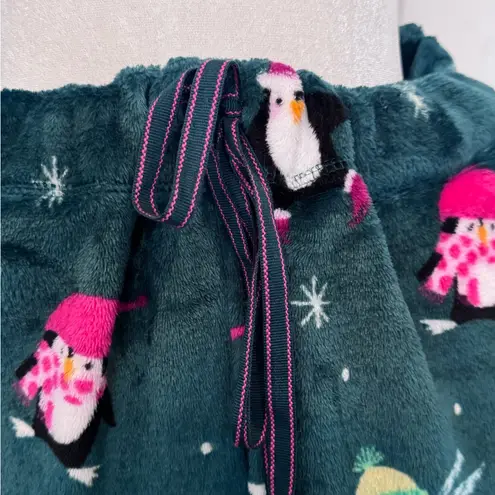 Joyspun 2X Christmas Penguin Winter Plush Pajama Pants — Ultra Soft Fleece Lounge Green Size XXL