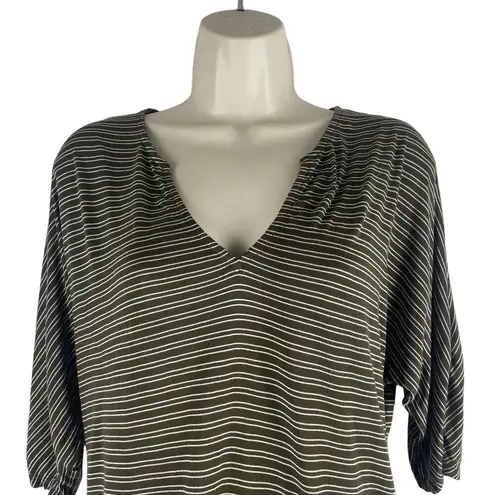 Soft Joie 3/4 Dolman Sleeves V Neck Striped Casual Top Green Size XS