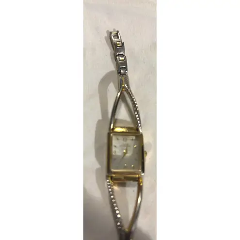 Gloria Vanderbilt Square Face Two Tone Bracelet Tank Watch Women