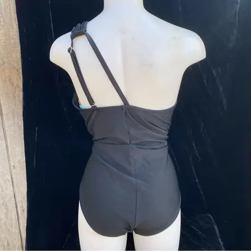 Kona Sol Women's Tummy Control One Shoulder Ruched Full Coverage Swimsuit Size L