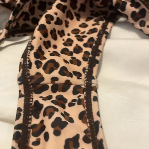 Y2K Leopard Print Bikini Bottom Brown Black Medium