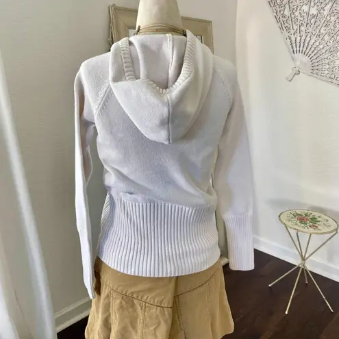 Tommy Hilfiger Jeans Vintage 90s White Knitted Cotton Flag Hoodie Sweater S