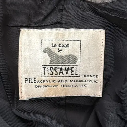 Vintage Le Coat Tissavel France Silvery Brown Cruella Open Front Faux Fur Coat Silver Size L